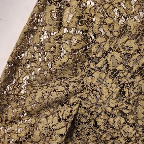 J CREW olive green lace top with built in cami size 2 - Picture 7 of 14